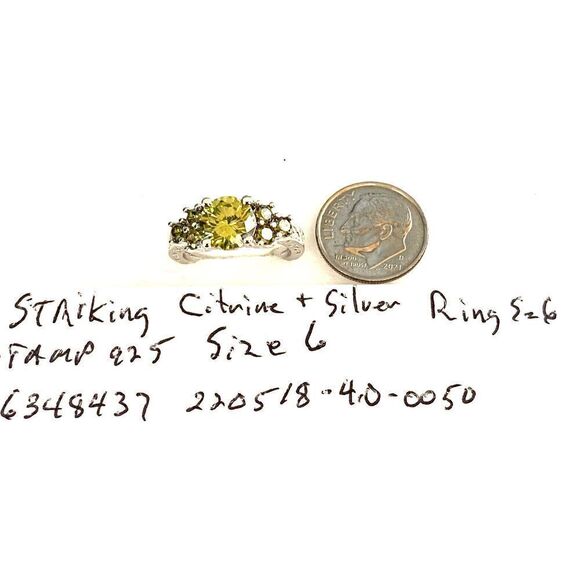 FN# Striking Citrine & Sterling Silver Ring Sz 6 - Picture 7 of 7